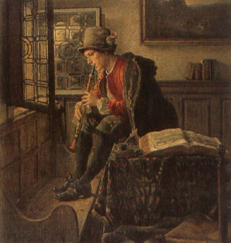 Thomas Mann Baynes a 19th century two keyed clarinet Germany oil painting art